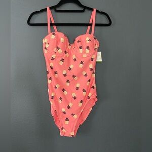 Kate spade one piece swimsuit peach pineapples size small new with tag